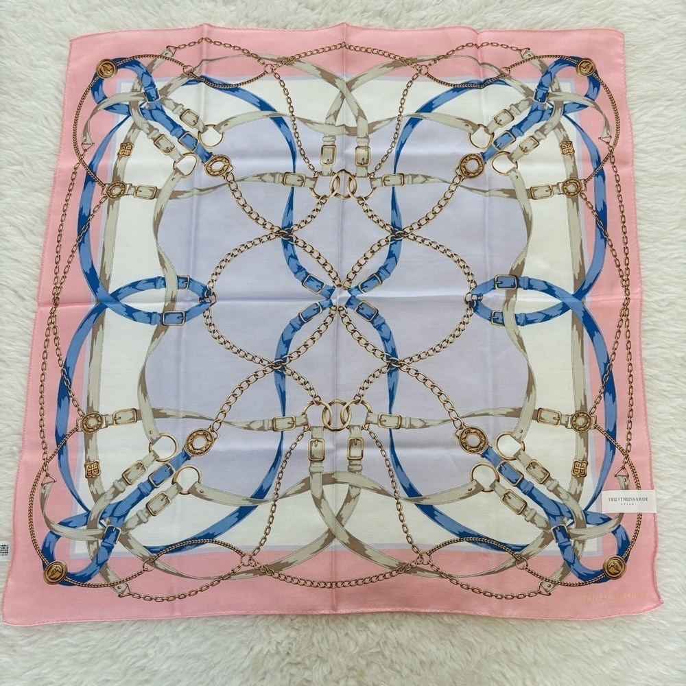Tru Trussardi Multicolor Silk/Cotton Blend Square Bandanna/Scarf 23” X 23”